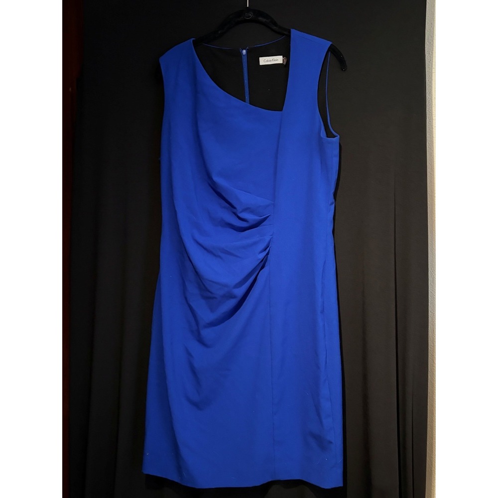 Women's Royal Blue Sleeveless Calvin Klein Dress Size 12
